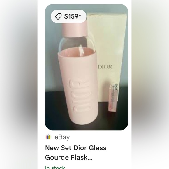 Dior Pink Glass Water Bottle in Box - Picture 4 of 4